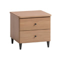 Modern Wooden Nightstand with Two Drawers and Black Knobs