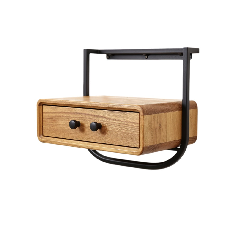 Wall-Mounted Wooden Drawer with Metal Frame