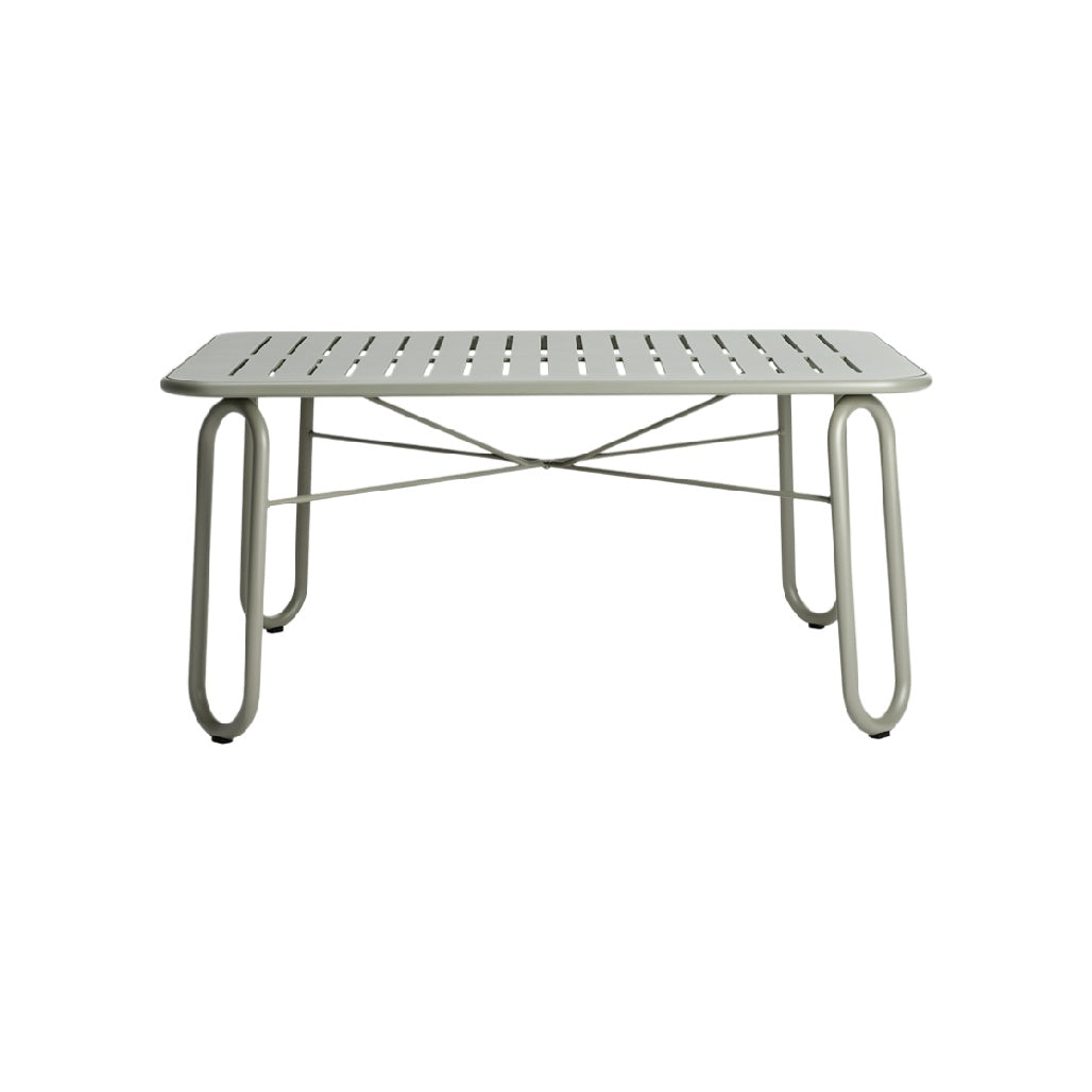 Modern Rectangular Metal Dining Table with Slotted Surface Design